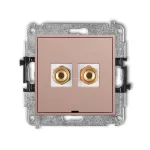MINI Mechanizm gniazda głośnikowego pojedynczego, bez pola opisowego (typu banan - czerwony i czarny, pozłacany, 4 mm2, skręcany) łososiowy