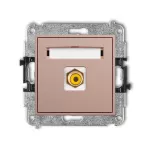 MINI Mechanizm gniazda pojedynczego RCA (typu cinch - żółty, pozłacany) łososiowy