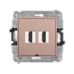 MINI Mechanizm gniazda podwójnego HDMI 2.0, 4K, bez pola opisowego łososiowy