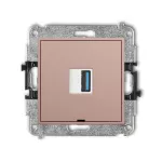 MINI Mechanizm gniazda pojedynczego USB A-A 3.0, bez pola opisowego łososiowy
