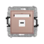 MINI Mechanizm gniazda pojedynczego 1xUSB C-C łososiowy