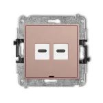 MINI Mechanizm gniazda podwójnego 2xUSB C-C, bez pola opisowego łososiowy
