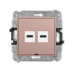 MINI Mechanizm ładowarki USB podwójnej 2xUSB C, 20W max., bez pola opisowego łososiowy
