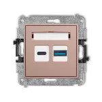 MINI Mechanizm ładowarki USB podwójnej USB C + USB A, 20W max. łososiowy