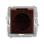 MINI Mechanizm gniazda bryzgoszczelnego z uziemieniem SCHUKO 2P+Z (klapka dymna, przesłony torów prądowych) terakota