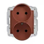 MINI Mechanizm gniazda podwójnego do ramki bez uziemienia 2x2P (przesłony torów prądowych) terakota
