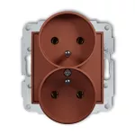 MINI Mechanizm gniazda podwójnego do ramki z uziemieniem 2x(2P+Z) (bez przesłon torów prądowych) terakota