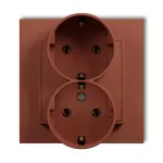 MINI Gniazdo podwójne z uziemieniem SCHUKO 2x(2P+Z) (bez przesłon torów prądowych) terakota