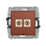 MINI Mechanizm gniazda głośnikowego pojedynczego, bez pola opisowego (typu banan - czerwony i czarny, pozłacany, 4 mm2, do lutowania) terakota