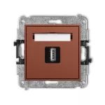 MINI Mechanizm gniazda pojedynczego USB A-A 2.0 terakota