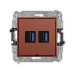 MINI Mechanizm gniazda podwójnego 2xUSB A-A 3.0, bez pola opisowego terakota