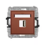 MINI Mechanizm ładowarki USB pojedynczej USB A, 5W max., 5V, 1A terakota