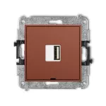 MINI Mechanizm ładowarki USB pojedynczej USB A, 5W max., 5V, 1A, bez pola opisowego terakota