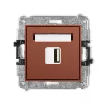 MINI Mechanizm ładowarki USB pojedynczej USB A, 10W max., 5V, 2A terakota