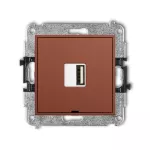 MINI Mechanizm ładowarki USB pojedynczej USB A, 10W max., 5V, 2A, bez pola opisowego terakota