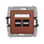 MINI Mechanizm ładowarki USB podwójnej 2xUSB A, 15,5W max., 5V, 3.1A terakota