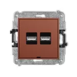 MINI Mechanizm ładowarki USB podwójnej 2xUSB A, 15,5W max., 5V, 3.1A, bez pola opisowego terakota
