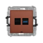 MINI Mechanizm ładowarki USB podwójnej USB C + USB A, 20W max., bez pola opisowego terakota