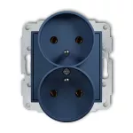 MINI Mechanizm gniazda podwójnego do ramki z uziemieniem 2x(2P+Z) (bez przesłon torów prądowych) navy blue