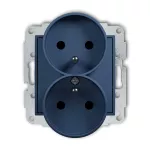 MINI Mechanizm gniazda podwójnego do ramki z uziemieniem 2x(2P+Z) (przesłony torów prądowych) navy blue