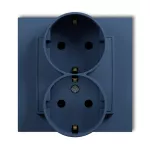 MINI Gniazdo podwójne z uziemieniem SCHUKO 2x(2P+Z) (przesłony torów prądowych) navy blue