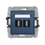 MINI Mechanizm gniazda podwójnego 2xUSB A-A 2.0 navy blue