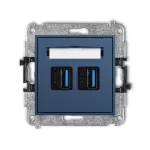 MINI Mechanizm gniazda podwójnego 2xUSB A-A 3.0 navy blue