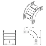 KO 90X85X600 S - opadający łuk 90° (1 szt.)