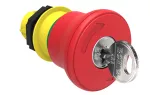 LPCB6844 Plastikowy przycisk Ø22mm serii Platinum, grzybkowy, blokowany, odblokowanie kluczem, Ø40mm. Do zatrzymania awaryjnego. Czerwony