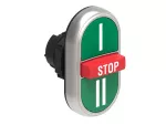 LPCB7345 Plastikowy przycisk Ø22mm serii Platinum, potrójny, samoczynny powrót, 2 zewnętrzne kryte i 1 środkowy wystający, I - STOP - II