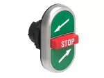 LPCB7375 Plastikowy przycisk Ø22mm serii Platinum, potrójny, samoczynny powrót, 2 zewnętrzne kryte i 1 środkowy wystający, ⁄ - STOP - ⁄