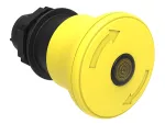 LPCBL6645 Plastikowy przycisk podświetlany Ø22mm serii Platinum, grzybkowy, blokowany, odblokowanie przez obrót, Ø40mm. Do normalnego zatrzymania. Żółty