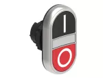 LPCBL7122 Plastikowy przycisk Ø22mm serii Platinum, dwuklawiszowy, samoczynny powrót, 2 kryte i biały podświetlany dyfuzor. Czarny - Czerwony / I - 0