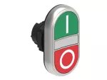 LPCBL7123 Plastikowy przycisk Ø22mm serii Platinum, dwuklawiszowy, samoczynny powrót, 2 kryte i biały podświetlany dyfuzor. Zielony -Czerwony / I - 0