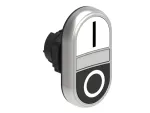 LPCBL7124 Plastikowy przycisk Ø22mm serii Platinum, dwuklawiszowy, samoczynny powrót, 2 kryte i biały podświetlany dyfuzor. Biały - Czarny / I - 0