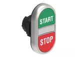 LPCBL7133 Plastikowy przycisk Ø22mm serii Platinum, dwuklawiszowy, samoczynny powrót, 2 kryte i biały podświetlany dyfuzor. Zielony -Czerwony / START - STOP