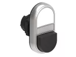 LPCBL7214 Plastikowy przycisk Ø22mm serii Platinum, dwuklawiszowy, samoczynny powrót, 1 kryty, 1 wystający i biały podświetlany dyfuzor. Biały - Czarny
