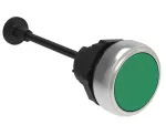 LPCR1003 Plastikowy przycisk Ø22mm serii Platinum, kryty, samoczynny powrót, do kasowania mechanicznego, regulowana długość trzpienia od 0 do 150mm. Zielony