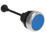 LPCR1006 Plastikowy przycisk Ø22mm serii Platinum, kryty, samoczynny powrót, do kasowania mechanicznego, regulowana długość trzpienia od 0 do 150mm. Niebieski