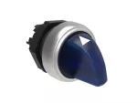 LPCSL1316 Plastikowy przełącznik podświetlany Ø22mm serii Platinum, pokrętło krótkie, 3 pozycje, 1 > 0 < 2. Niebieski