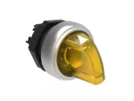 LPCSL1325 Plastikowy przełącznik podświetlany Ø22mm serii Platinum, pokrętło krótkie, 3 pozycje, 1 > 0 - 2. Żółty