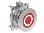 LPFB1104 Metalowy przycisk płaski Ø30mm serii Platinum, kryty, samoczynny powrót, z symbolem, 0 / Czerwony