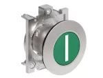 LPFB1113 Metalowy przycisk płaski Ø30mm serii Platinum, kryty, samoczynny powrót, z symbolem, I / Zielony