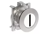 LPFB1118 Metalowy przycisk płaski Ø30mm serii Platinum, kryty, samoczynny powrót, z symbolem, I / Biały