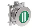 LPFB1123 Metalowy przycisk płaski Ø30mm serii Platinum, kryty, samoczynny powrót, z symbolem, II / Zielony