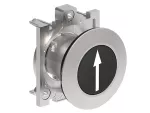 LPFB1152 Metalowy przycisk płaski Ø30mm serii Platinum, kryty, samoczynny powrót, z symbolem, ↑ / Czarny