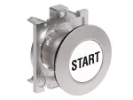 LPFB1168 Metalowy przycisk płaski Ø30mm serii Platinum, kryty, samoczynny powrót, z symbolem, START / Biały