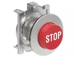 LPFB2134 Metalowy przycisk płaski Ø30mm serii Platinum, wystający, samoczynny powrót, z symbolem, STOP / Czerwony