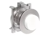 LPFQ208 Metalowy przycisk płaski Ø30mm serii Platinum, wystający, dwustanowy. Biały