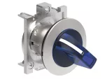 LPFSL1206 Metalowy przełącznik płaski podświetlany Ø30mm serii Platinum, pokrętło krótkie, 2 pozycje, 0 - 1. Niebieski